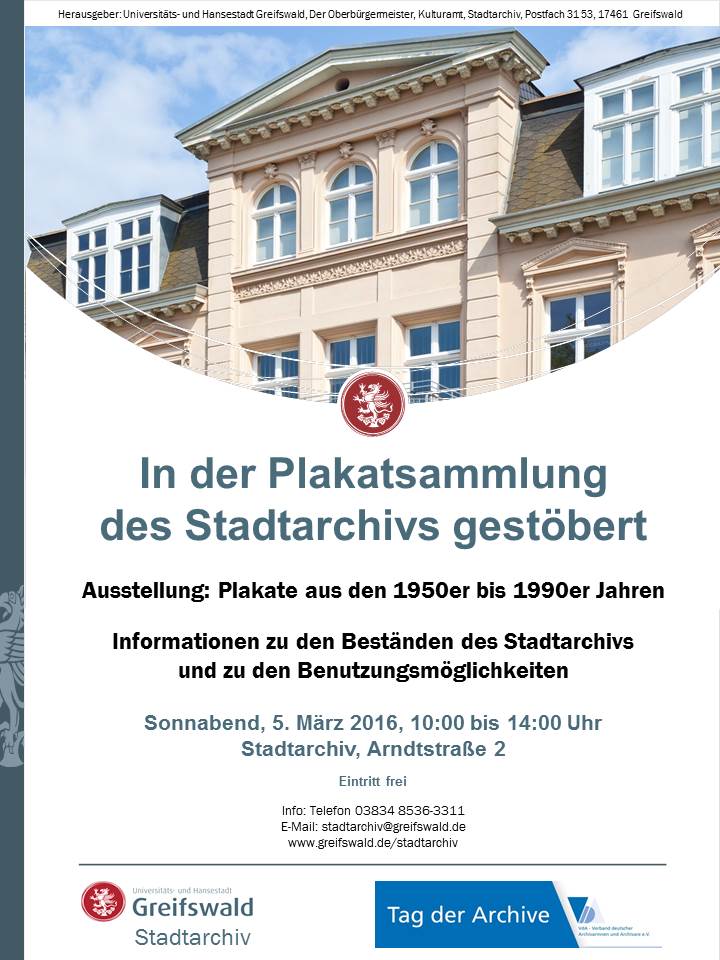 Veranstaltungsplakat Stadtarchiv 05.03.2016