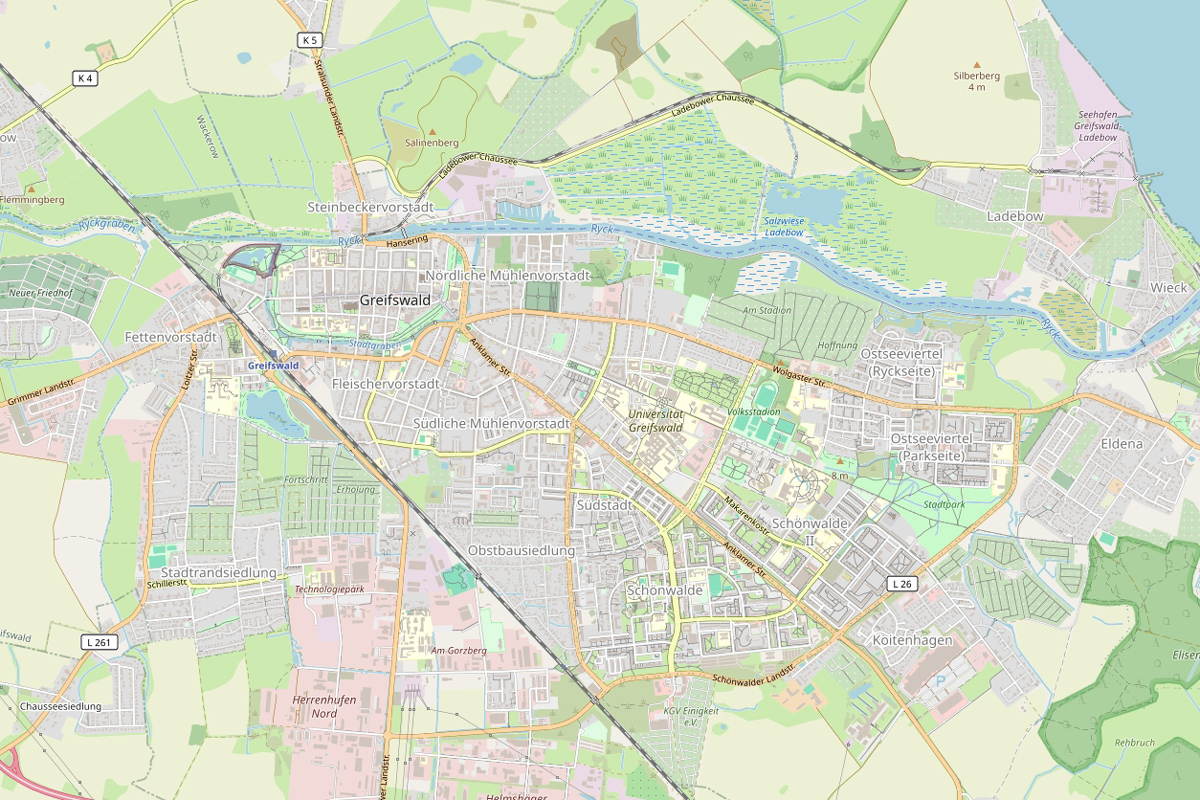 Übersichtskarte Greifswald