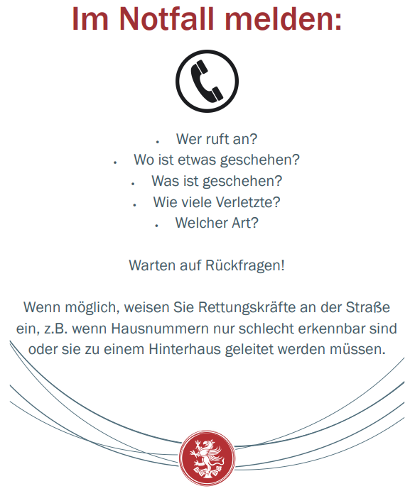 Beschreibung der fünf W-Fragen im Notfall