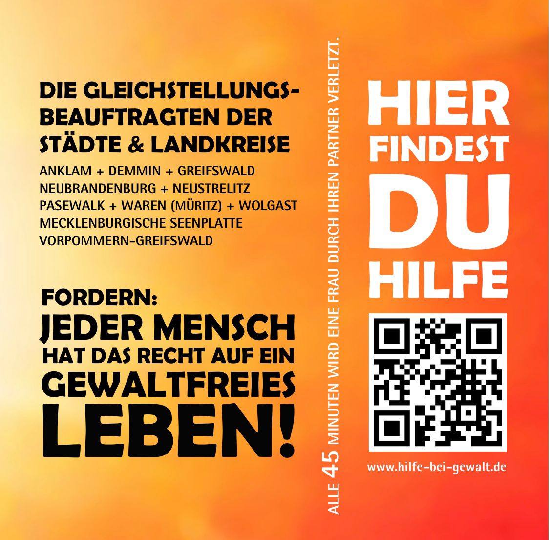 Forderung der Gleichstellungsbeauftragten für ein gewaltfreies Leben
