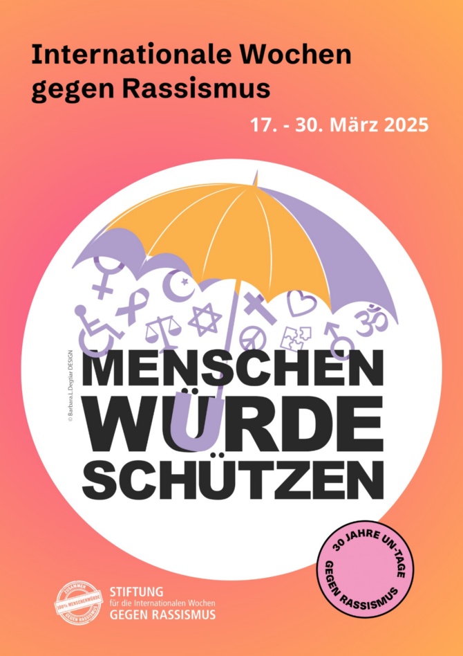 Motiv_Internationale-Wochen-gegen-Rassismus-2025 © Barbara.L.Degtier DESIGN Motiv zu Greifswalder Internationalen Wochen gegen Rassismus 2025
