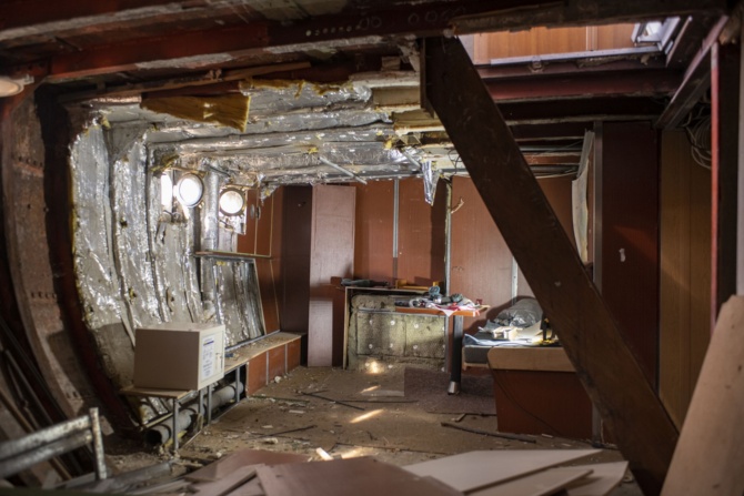 Entkernung der Offizierskammer © S. Weiß Entkernung der Offizierskammer auf dem Segelschulschiff GREIF