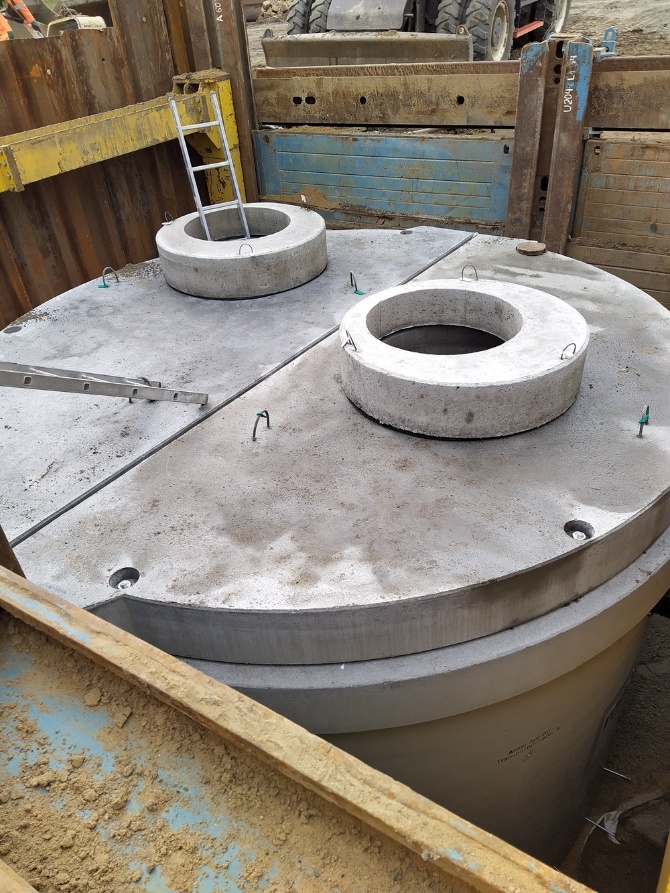 Sedimentationsanlage 30.11.2021 © Tiefbau- und Grünflächenamt Die Anlage sorgt dafür, dass nur reines Regenwasser in den Ryck läuft.