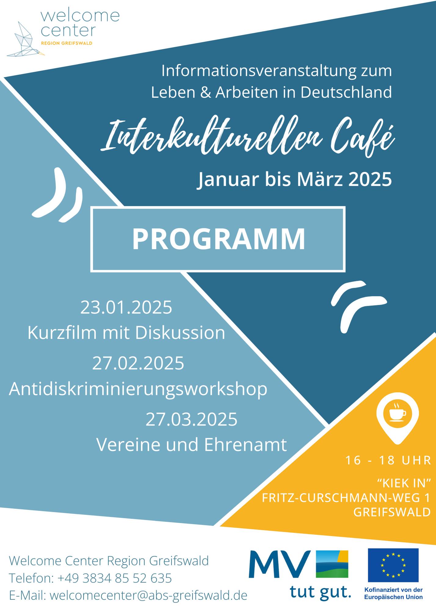 Interkulturelles Café am Do., 27.02. und am 27.03. von 16:00 bis 18:00 Uhr im Kiek In im Fritz-Curschmann-Weg 1