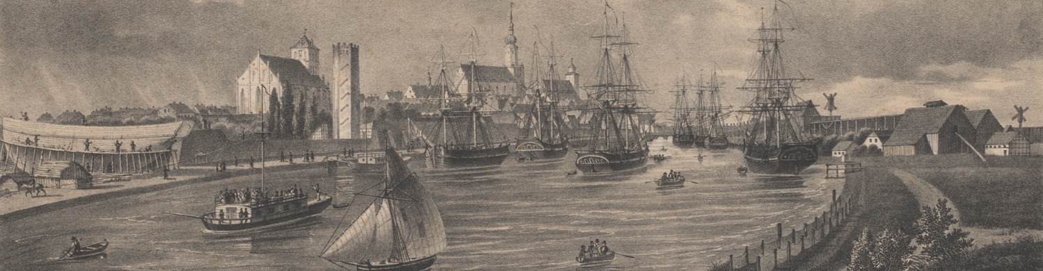 Ausschnitt einer Historische Zeichnung von Greifswald im 19. Jahrhundert von Carl August Menzel