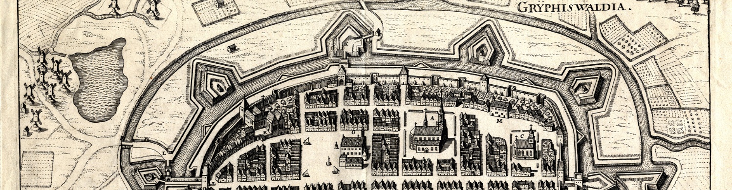 Ausschnitt aus dem Kupferstich "Gryphiswaldia" von Matthäus Merian von ca. 1650