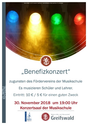Benefizkonzert 30.11.2018 © Musikschule Plakat Benefizkonzert für Förderverein der Musikschule