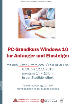 Plakat PC-Kurs Senioren © Stadtbibliothek Plakat PC-Kurs Senioren 2018