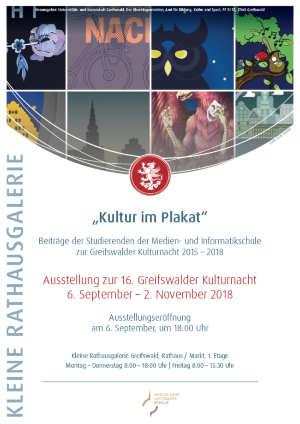 Plakat Rathausgalerie Ausstellung zur Kulturnacht 2018 © Amt für Bildung, Kultur und Sport Plakat Rathausgalerie Kultur im Plakat 2018