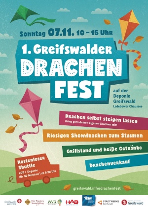 Drachenfest_2021_Greifswald_Plakatmotiv © Greifswald Marketing GmbH Drachenfest 2021 Plakat