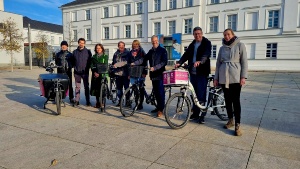 Arbeitstreffen mit Gästen aus Pomerode © Pressestelle der Universitäts- und Hansestadt Greifswald Aufbruch zur Radtour durch Greifswald mit Gästen aus Pomerode