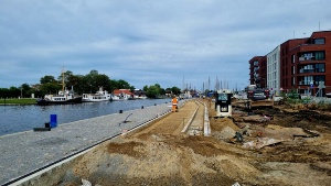 Bauarbeiten am Hansering © Pressestelle der Universitäts- und Hansestadt Greifswald Stand der Bauarbeiten am Hansering vom 22. August 2022