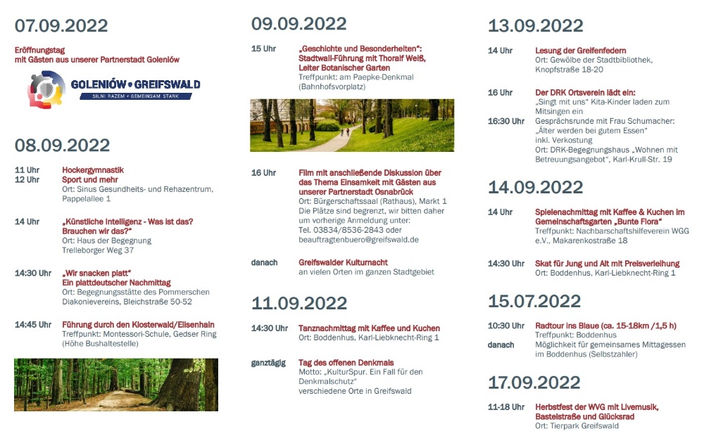 Screenshot aus dem Flyer zum Programm der Seniorentage vom 7. bis 17. September 2022 in Greifswald