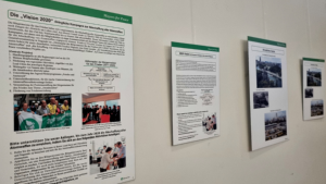 Ausstellung Mayors for Peace © Pressestelle der Universitäts- und Hansestadt Greifswald Drei Plakate aus der Ausstellung von der Organisation Mayors for Peace