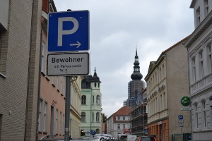 Bewohnerparken © Pressestelle der Universitäts- und Hansestadt Greifswald Schild zum Bewohnerparken, Parkzone 1, in der Domstraße Greifswald