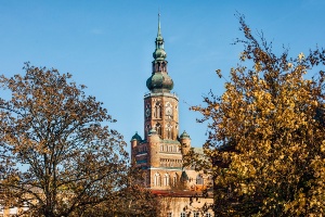 Dom St. Nikolai © Wally Pruß Herbstlicher Blick auf den Turm des Doms St. Nikolai in Greifswald