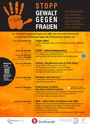 Plakat mit Veranstaltungen zum Orange Day, Tag gegen Gewalt an Frauen 2023 