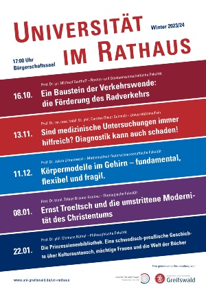 final_Plakat Uni im Rathaus_WS-2023_01 © Kulturamt Auf dem Plakat sind die Vorträge für die Reihe Universität im Rathaus für das Wintersemeter 2023/24 vermerkt
