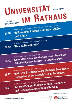 Plakat Uni im Rathaus_WS-2024 © Universität Greifswald Plakat zur Reihe Universität im Rathaus im WS24