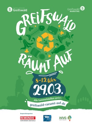 Greifswald-raeumt-auf-2025_flyerA6_druck_vs © Greifswald Marketing GmbH Flyer zum Aktionstag Greifswald räumt auf