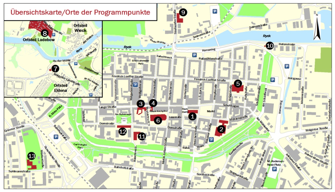 Übersichtskarte & Orte der Programmpunkte zum Tag des offenen Denkmals 2025