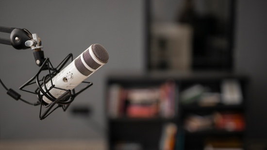 Ansicht eine Mikrofons zur Aufnahme von Podcasts